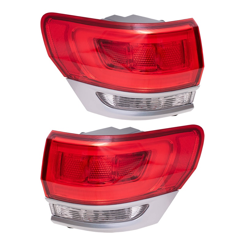 Brock Replacement Driver and Passenger Side Tail Light Assemblies with Platinum Insert Body Mounted Panel Compatible with 2014-2020 Grand Cherokee