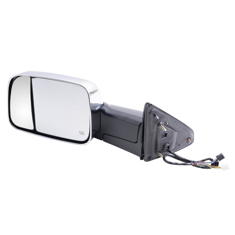 Brock Replacement Driver Power Tow Side View Mirror Heated Signal Puddle Lamp Memory w/ Chrome Cover Compatible with 2009-2010 1500 2010 2500 3500 2011-2012 Pickup Truck 68033735AF