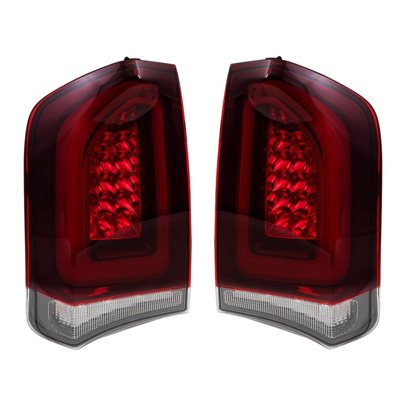 Brock Replacement Set Driver and Passenger Tail Lights with Black Trim Compatible with 2015-2019 300
