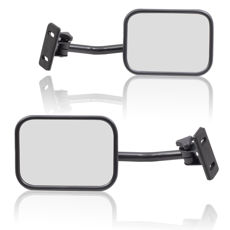 Replacement Pair Quick Release Mirrors 5″x7″ Rectangular Set Black Upper Windshield Hinge Mounted Doorless Side Mirrors Compatible with 1997-2017 Jeep Wrangler & 18 Wrangler JK