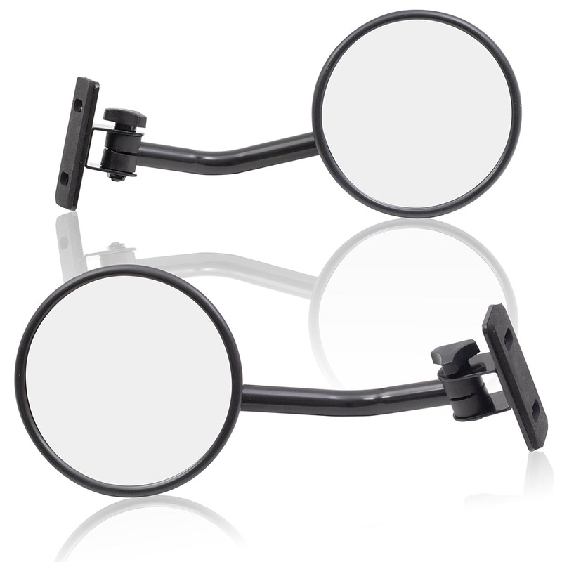 Replacement Pair Quick Release Mirrors 6″ Round Set Black Upper Windshield Hinge Mounted Doorless Side Mirrors Compatible with 1987-1995 1997-2017 Wrangler 2018 Wrangler JK 1976-1986 CJ