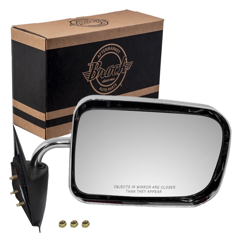 Replacement Passenger Manual Side View Mirror 6×9 Standard Mount Chrome Compatible with 1994-1997 1500 2500 3500 Pickup Truck 55022240