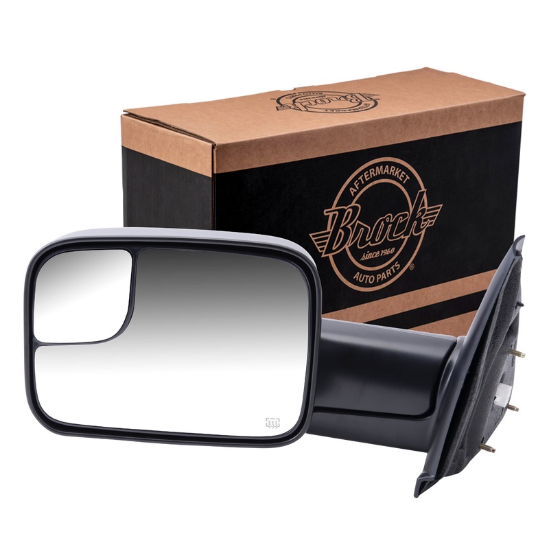 Brock Replacement Drivers Power Trailer Tow Side View Mirror Heated 7×10 Flip-Up Compatible with 2002-2008 Ram 1500 Pickup Truck 55077445AO
