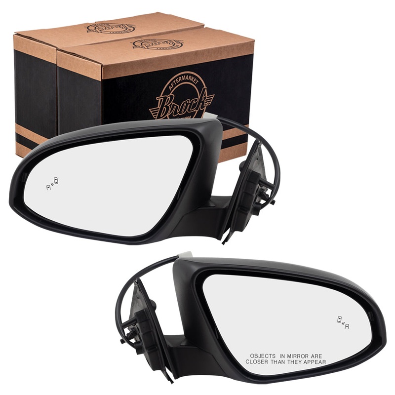 Brock Replacement Pair Side Power Mirrors Driver and Passenger Set Heated Blind Spot Detection Compatible with 2013-2014 Camry 8790906434 8790806434