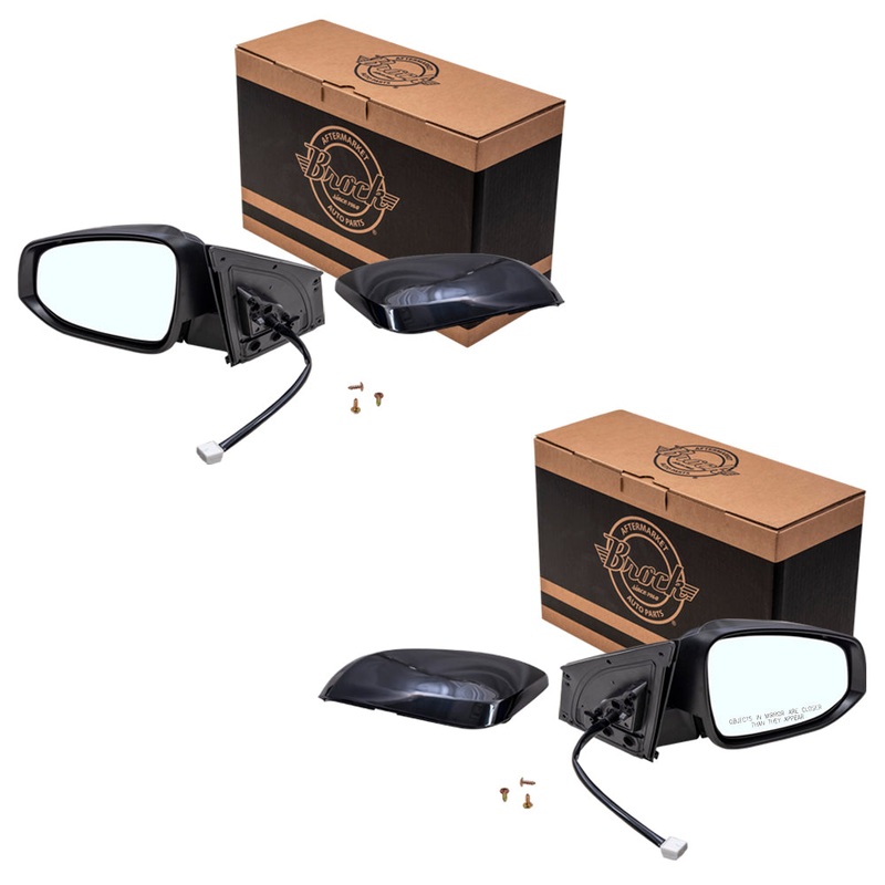 Brock Aftermarket Replacement Driver Left Passenger Right Power Mirror With Heat-Signal-Blind Spot Detection-Camera Paint To Match Black Set Compatible With 2016-2018 Toyota RAV4 North America Built
