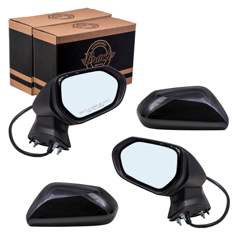 Brock Aftermarket Replacement Driver Left Passenger Right Power Mirror With Heat-Signal-Camera Paint To Match Black Set Compatible With 2018-2020 Toyota Camry North America Built