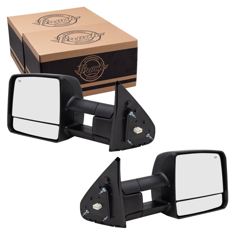 Brock Replacement Driver and Passenger Power Tow Side View Mirror Heated Signal Manual Telescopic Compatible with 07-18 Tundra 879400C221 879100C221
