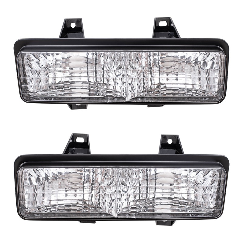 Brock Replacement Driver and Passenger Set Park Signal Front Marker Lights Compatible with 1989-1991 R/V Pickup Truck Suburban Blazer Jimmy