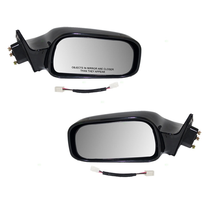 Driver and Passenger Power Side View Mirrors with Adapters Ready-to-Paint Replacement for Toyota 87940-33040-C0 87910-06030-C0
