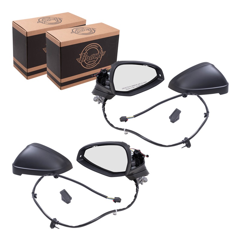 Brock Replacement Driver and Passenger Set Power Mirrors w/ Heat Signal Lane Departure Warning Compatible with 17-19 A4 17-19 A4 Allroad 18-19 S4