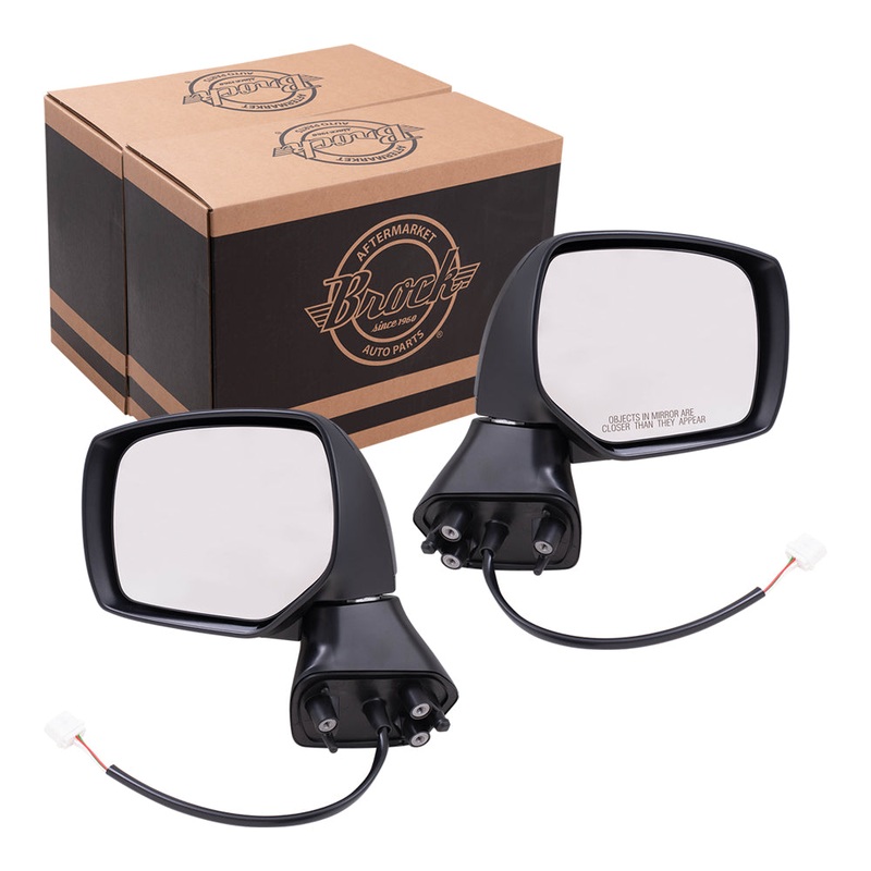 Brock Replacement Driver and Passenger Side Power Mirrors Textured Black with Heat without Signal or Blind Spot Detection Compatible with 2014-2018 Forester