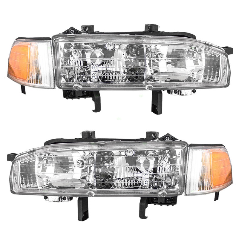 Brock Replacement Driver and Passenger Combination Headlights Headlamps Compatible with Accord 33150SM4A04 33100SM4A04