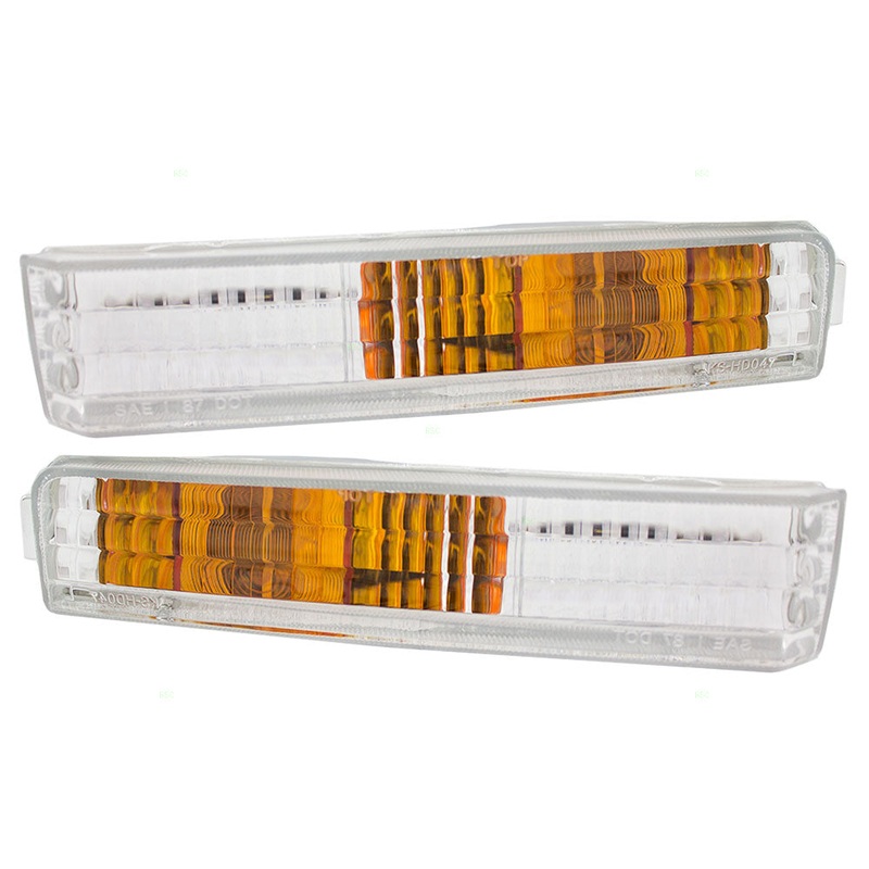 Brock Replacement Driver and Passenger Park Signal Front Marker Lights Lamps Lenses Compatible with 90-91 Accord 33350-SM4-A03 33300-SM4-A03