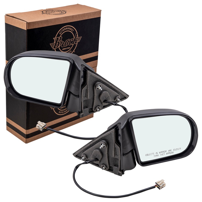 Brock Replacement Driver and Passenger Set Power Side Door Mirrors with Plastic Base Compatible with Blazer Jimmy Bravada Envoy S10 Pickup Sonoma