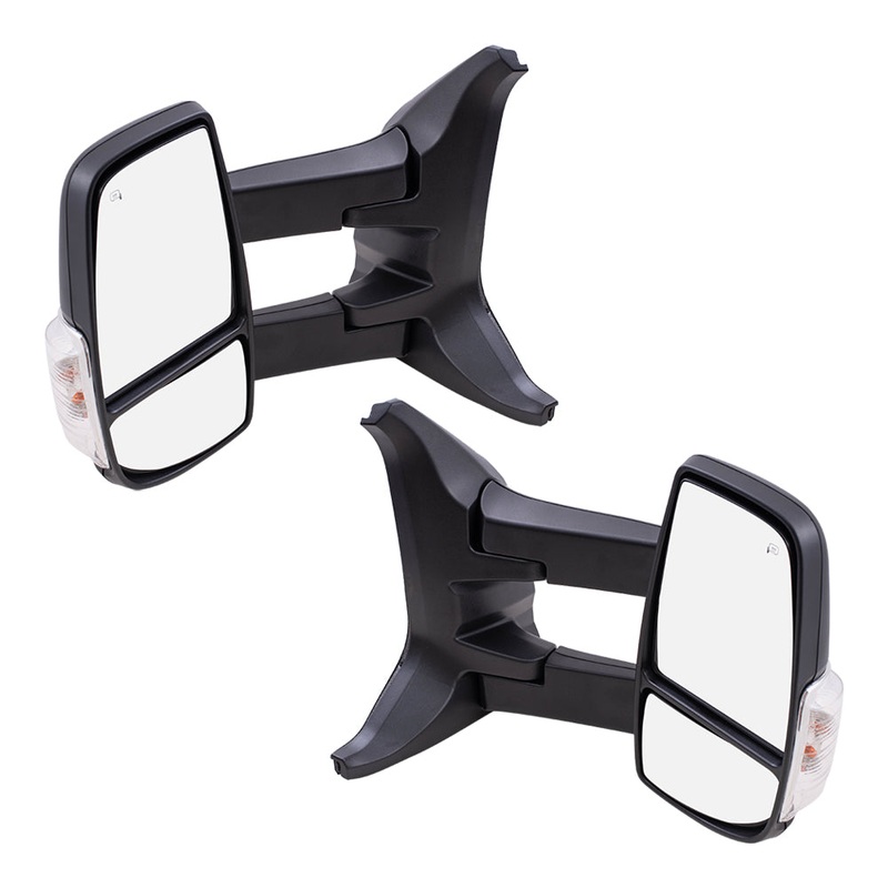 Replacement Set Driver and Passenger Side Mirrors Heated with Signal Dual Long Arms Compatible with 2015-2019 Transit Van with Low Roof
