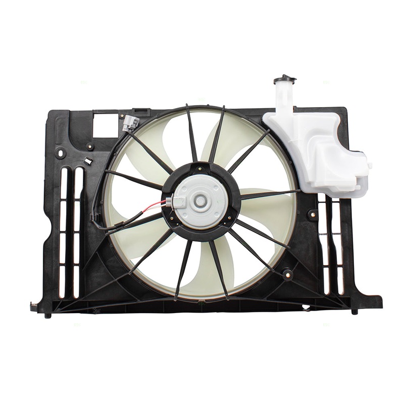 Brock Replacement Cooling Fan Assembly w/ Radiator Coolant Overflow Tank Replacement for 14-19 Corolla 163610T041 163630T020 16711-0T131 TO3115181