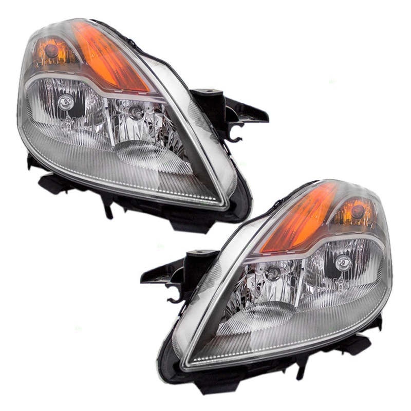 Brock Replacement Driver and Passenger Halogen Headlights Headlamps Compatible with 08-09 Altima 26060-JB10A 26010-JB10A