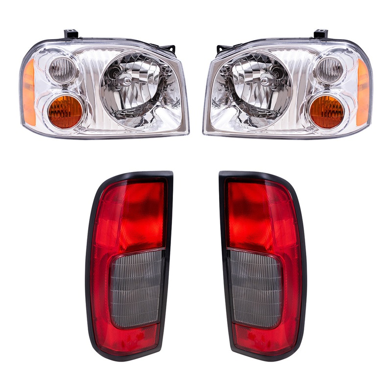 Brock Replacement Headlights with Tail Lights Compatible with 2001 2002 2003 2004 Frontier