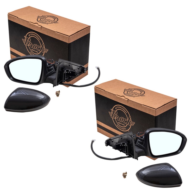 Brock Aftermarket Replacement Driver Left Passenger Right Power Mirror With Heat-Signal-Camera Paint To Match Black Set Compatible With 2020-2021 Nissan Sentra