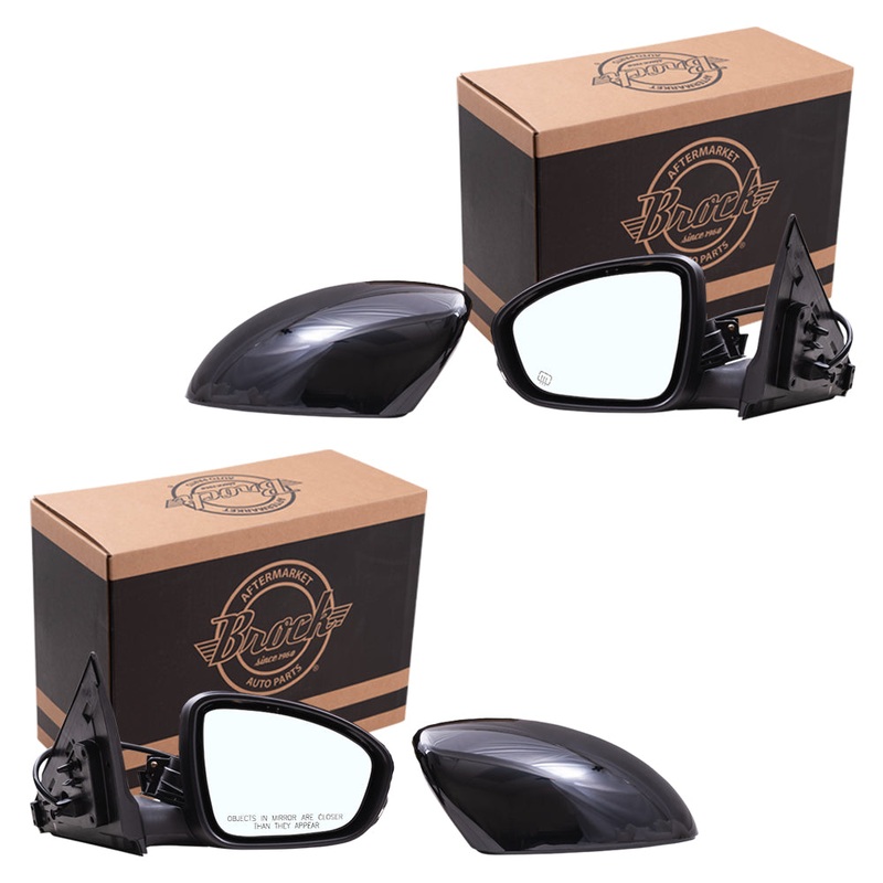 Brock Aftermarket Replacement Driver Left Passenger Right Power Mirror With Heat-Signal Without Camera Paint To Match Black Set Compatible With 2020-2021 Nissan Sentra