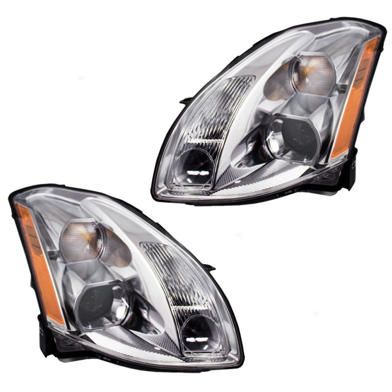 Brock Replacement Driver and Passenger Halogen Headlights Headlamps Compatible with 03-05 350Z 26060ZA80A 26010ZA80A