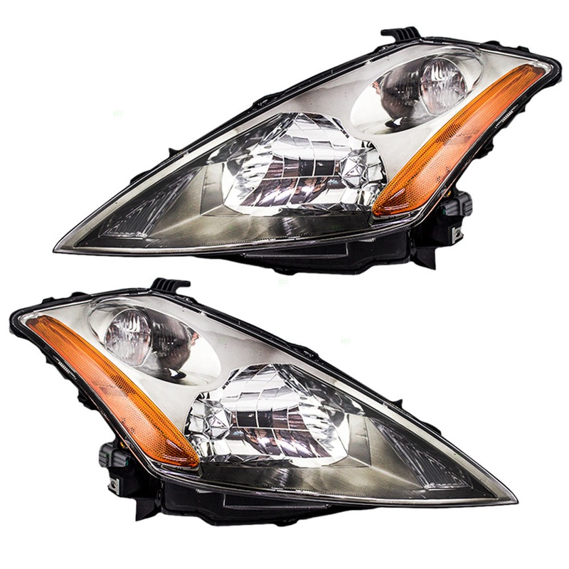 Brock Replacement Driver and Passenger Halogen Headlights Headlamps Compatible with 03-07 Murano SUV 26060CA125 26010CA125
