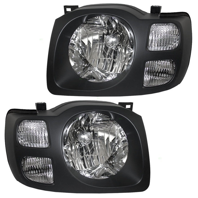 Brock Replacement Driver and Passenger Headlights with Dark Grey Bezels Compatible with 02-04 XTerra SUV 260607Z825 260107Z825
