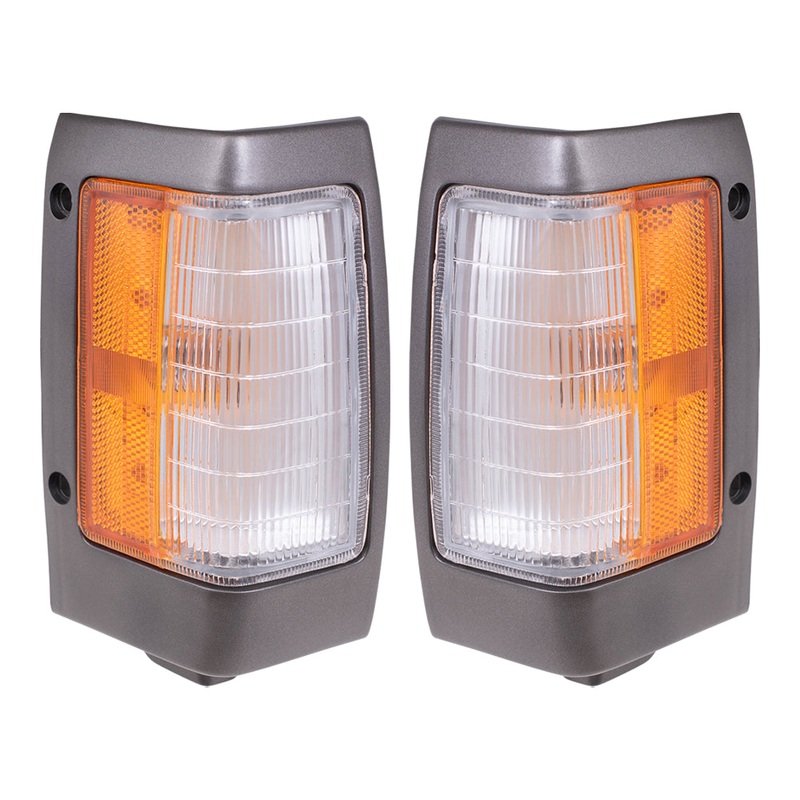 Brock Replacement Driver and Passenger Side, Side Marker Light Assemblies with Black Bezels Compatible with 1990-1994 D21 and 95-97 Pickup Truck B611501G02 B611001G02