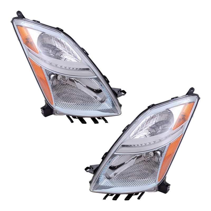 Brock Replacement Driver and Passenger Halogen Headlights Headlamps Compatible with 2006 2007 2008 2009 Prius 81170-47160 81130-47160
