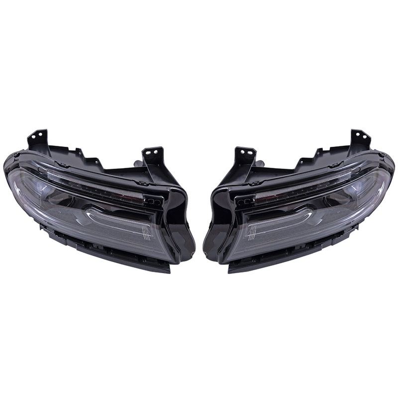 Brock Aftermarket Replacement Driver Left Passenger Right Halogen Combination Headlight Assembly Set Without Logo Compatible With 2018-2021 Dodge Charger