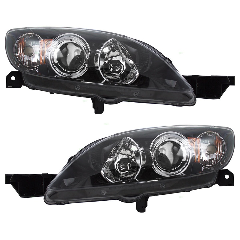 Brock Replacement Driver and Passenger Halogen Headlights Headlamps Compatible with 3 BN8F510L0E BN8F510K0E