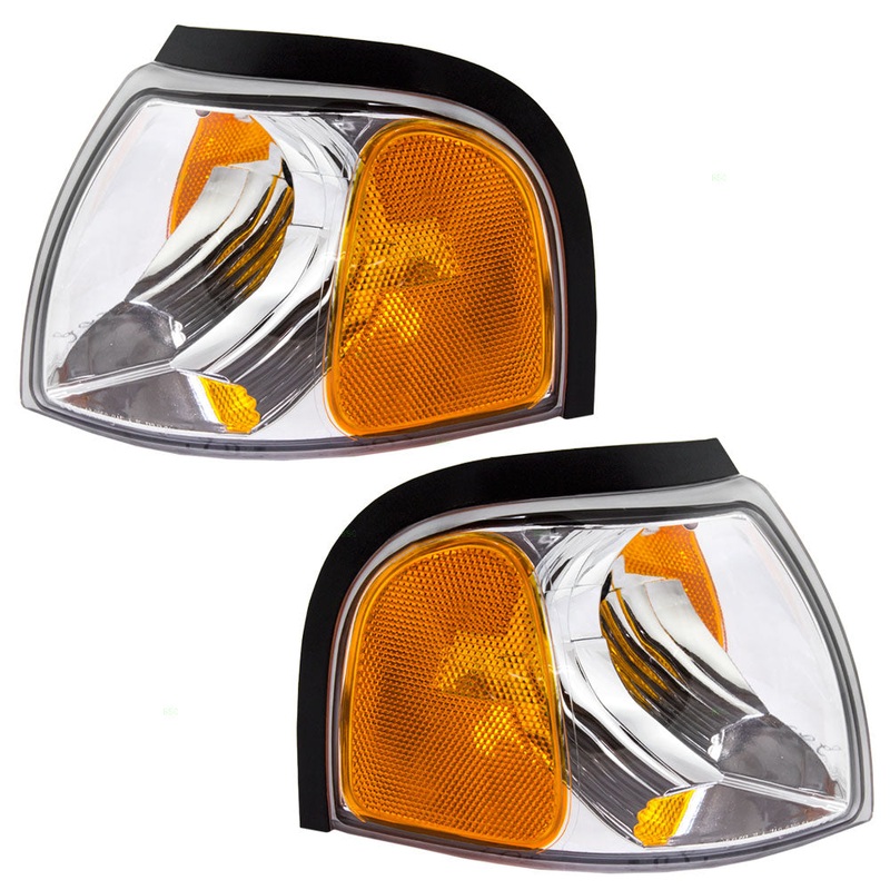 Brock Replacement Driver and Passenger Park Signal Corner Marker Lights Lamps Compatible with 01-10 Pickup Truck 1F7051131 1F7051121