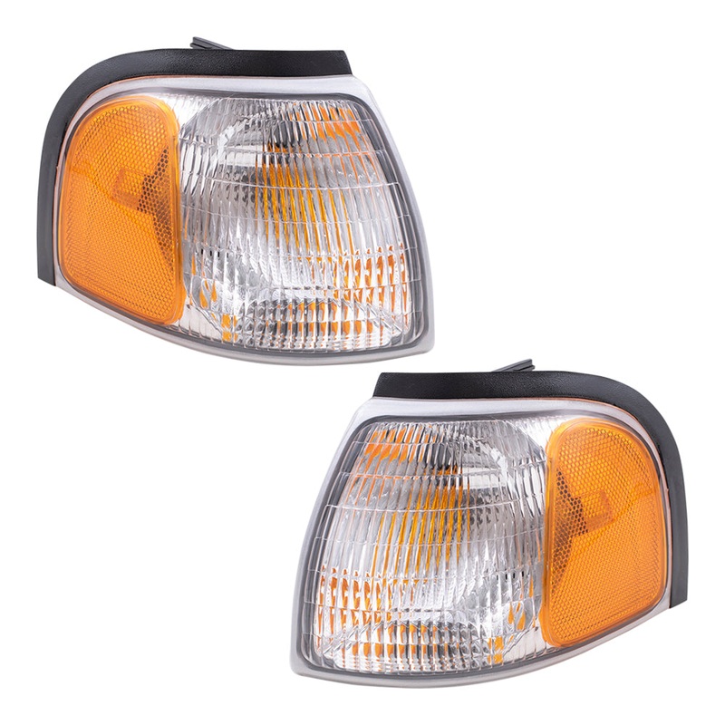 Brock Replacement Driver and Passenger Park Signal Corner Marker Lights Lamps Lenses Compatible with 98-00 Pickup Truck 1F0051131 1F0051121