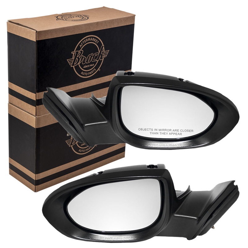 Brock Replacement Driver and Passenger Side Power Mirrors without Heat, Puddle Light, Auto Dim or Blind Spot Detection Compatible with 2009-2013 6