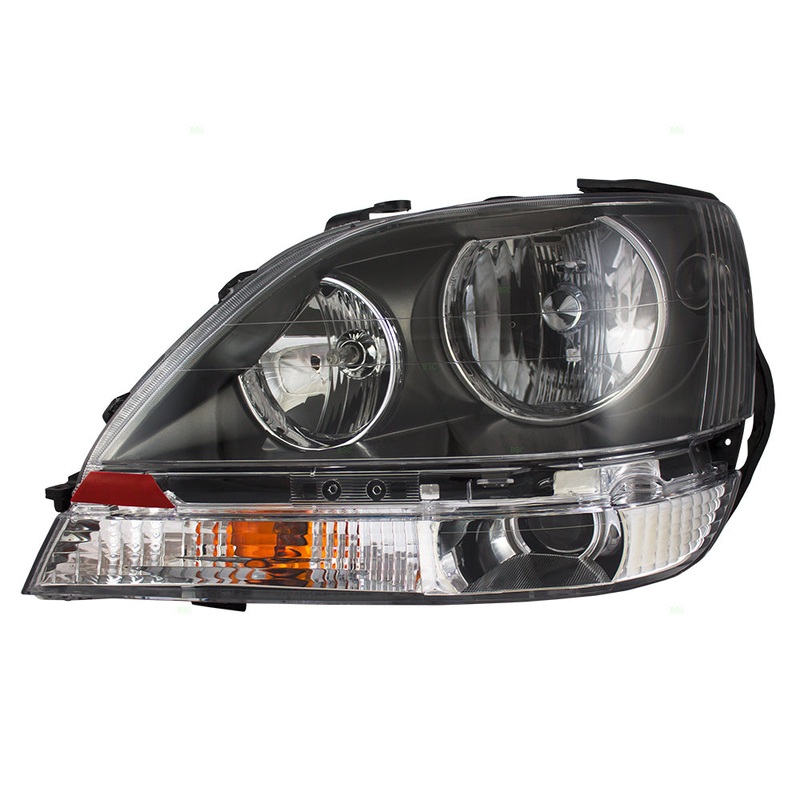 Fits Lexus RX300 99-03 Drivers Halogen Headlight Assembly – w/ Black Bezel