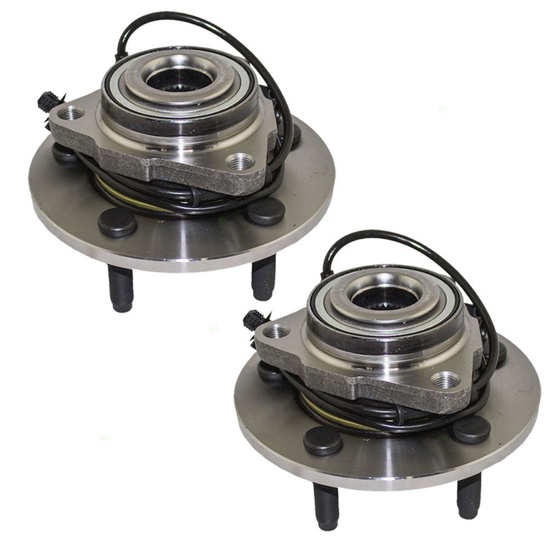 Brock Replacement Pair Set Front Wheel Hubs with Bearings Compatible with 2002-2005 1500 Pickup Truck with 4-Wheel ABS 52070323AB