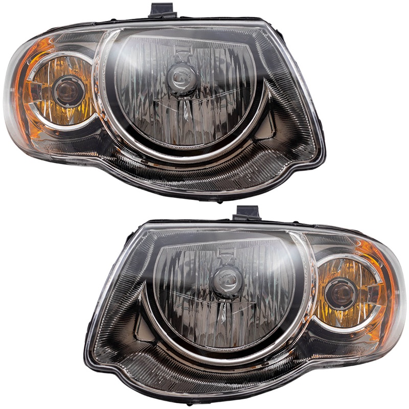 Brock Replacement Set Driver and Passenger Halogen Headlights Compatible with 2005-2007 Town & Country Van with 119″ Wheelbase