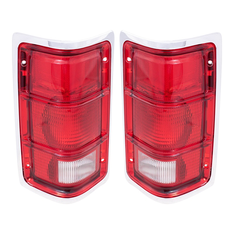Brock Replacement Set Driver and Passenger Taillights with Chrome Bezel Compatible with 1988-1992 Dakota Pickup Truck 4482577 4482576