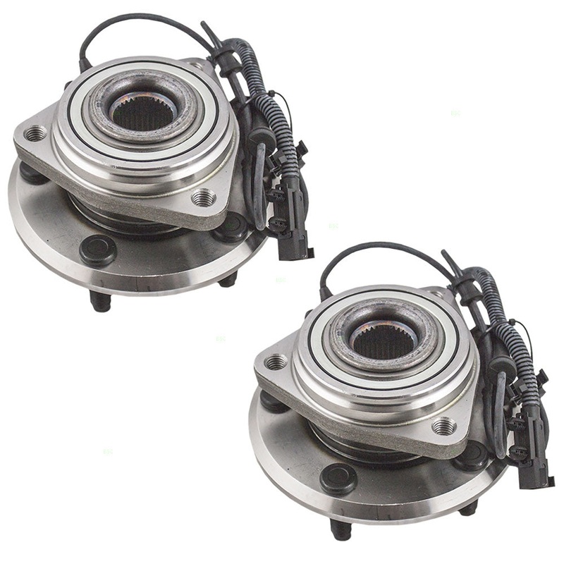 Brock Aftermarket Replacement Front Driver Left Passenger Right Hub/Bearing Assembly With 37 Inch ABS Cable Set Compatible With 2007-2010 Jeep Wrangler