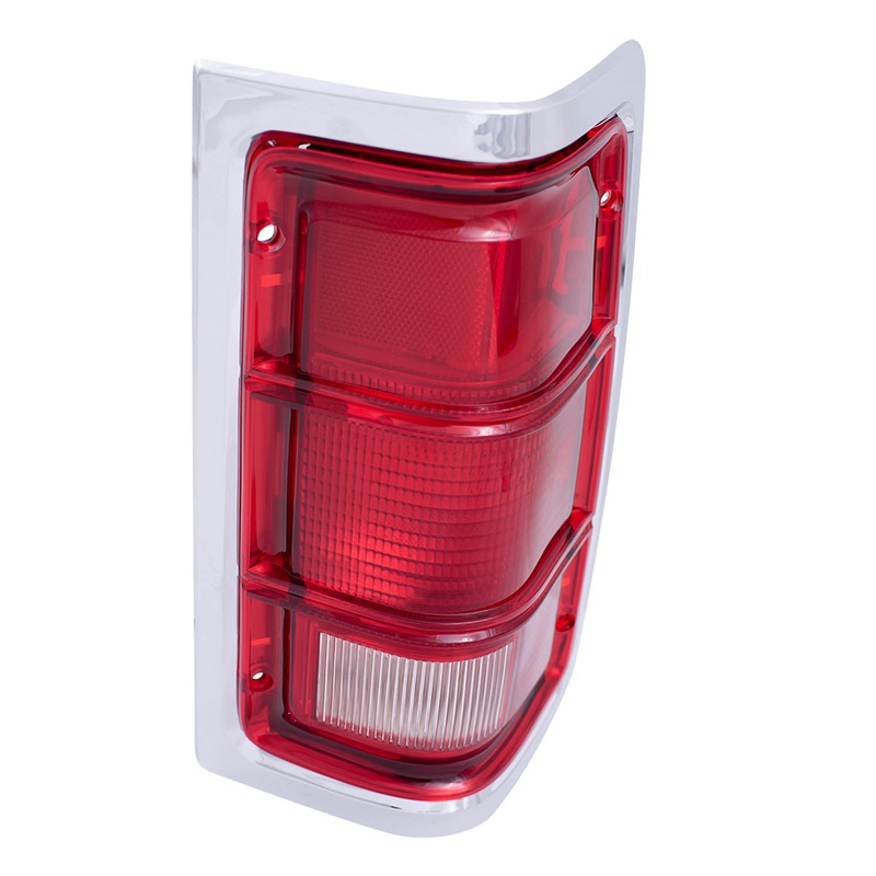 Brock Replacement Passenger Tail Light Red Trim with Chrome Housing Compatible with 1981-1993 Pickup Truck charger 55054794