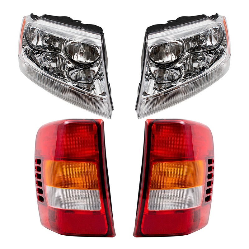 Headlights Chrome Bezels Clear Park Lamps & Tail Lights fit 02-04 Grand Cherokee