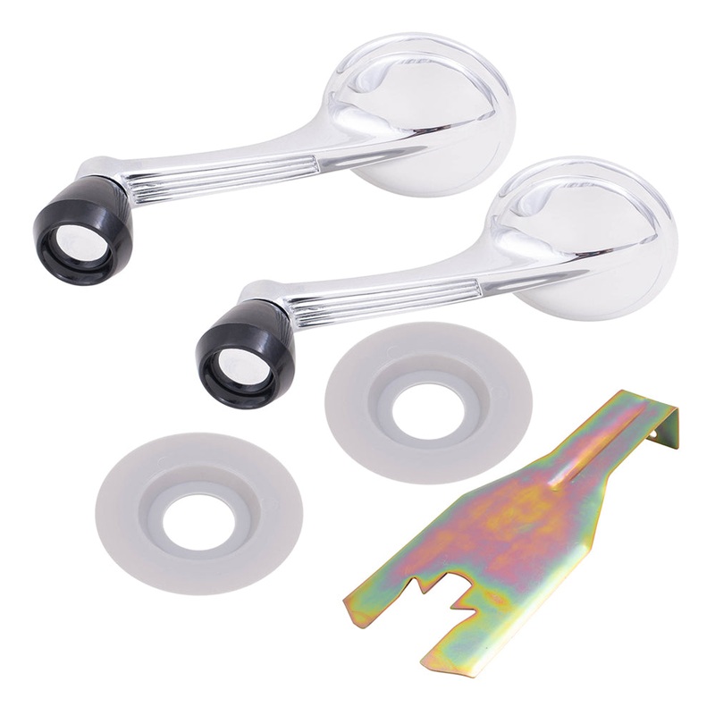 Brock Replacement 3 Pc Set Manual Window Cranks Chrome w/ Black Knob & Handle Clip Removal Tool Compatible with Tri-Five 150 210 Nomad Bel Air & Biscayne Chevelle El Camino 4619387