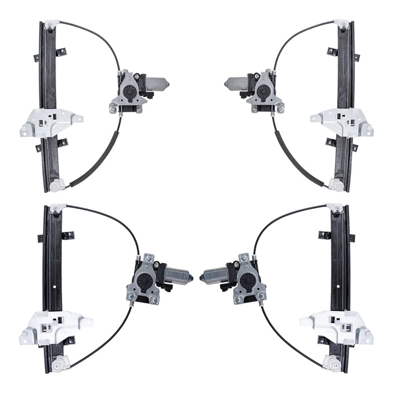 Brock Replacement 4 Pc Set Front & Rear Power Window Regulators with Lift Motors Upgrade Style Compatible with 98-02 Intrigue Century Regal