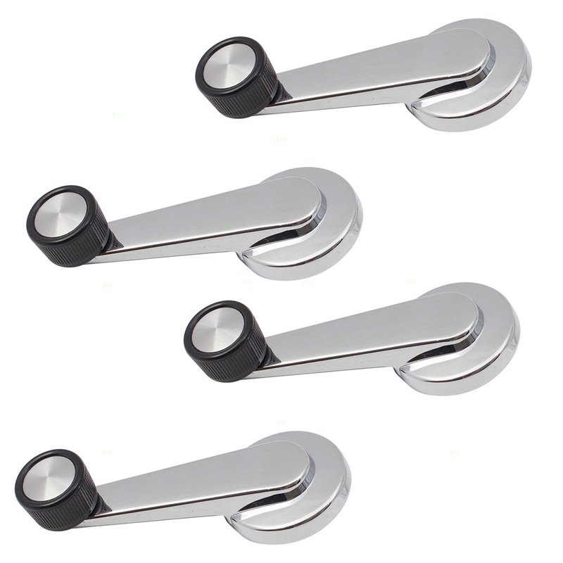 Brock Replacement 4 Pc Set Window Crank Handles Chrome w/ Black Knob Compatible with 1981-1994 Suburban 14026382