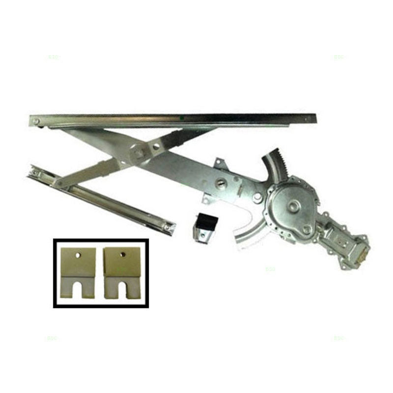 Brock Replacement Driver Front Power Window Regulator with Motor and 2 Window Sash Connectors Clips Compatible with 92-98 Skylark Grand Am Achieva Coupe 16636617 22541970