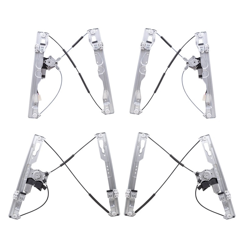 Brock Aftermarket Replacement Part Driver & Passenger Side Power Window Regulators w/Motor 4 Piece Set Compatible with 2011-2014 Ford F-150 Crew Cab ONLY