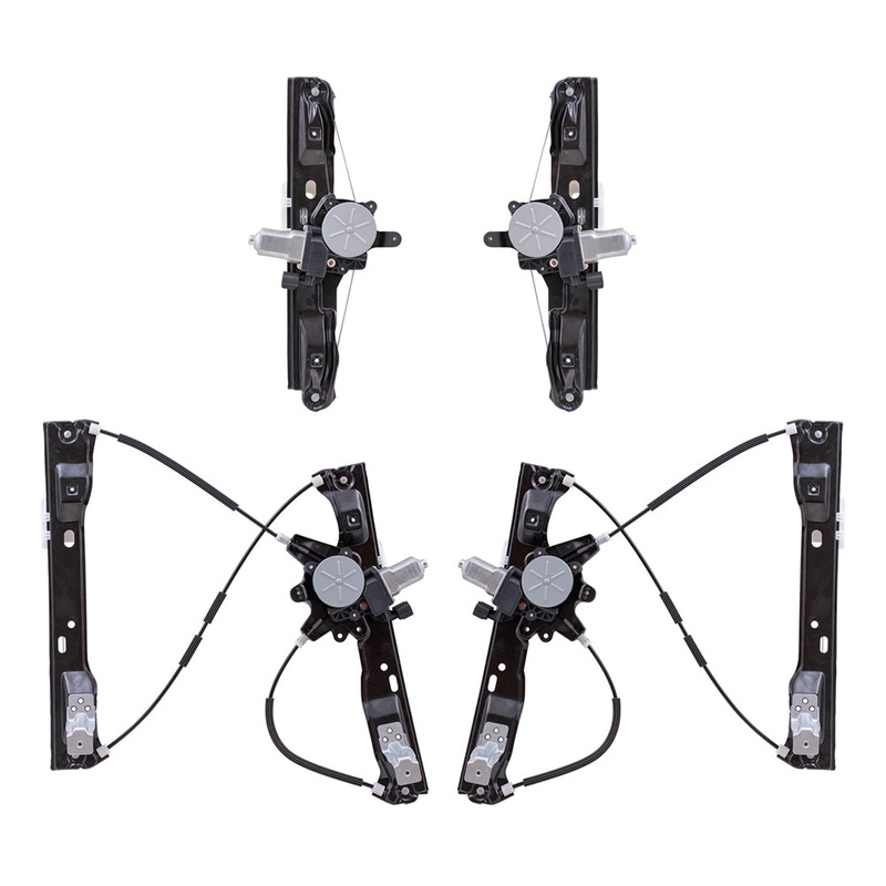 Brock Replacement Driver and Passenger Side Power Window Regulators with Motor, 2 Pin Connector and One Touch Open 4 Piece Set Compatible with 2012-2018 Focus