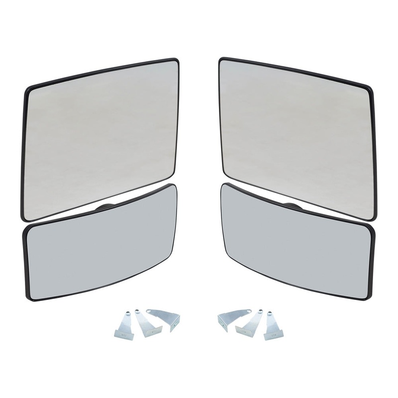 Brock Replacement Drivers and Passengers Upper and Lower Tow Mirror Glass and Bases w/o Heat Compatible with 07-12 F150 F-150