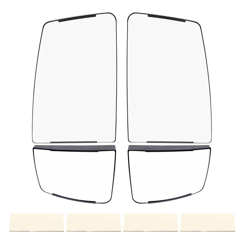 Brock Aftermarket Replacement Upper and Lower Driver Left Passenger Right Power Tow Mirror Glass and Base 4 Piece Set without Heat Compatible with 2016-2019 Ford F-650