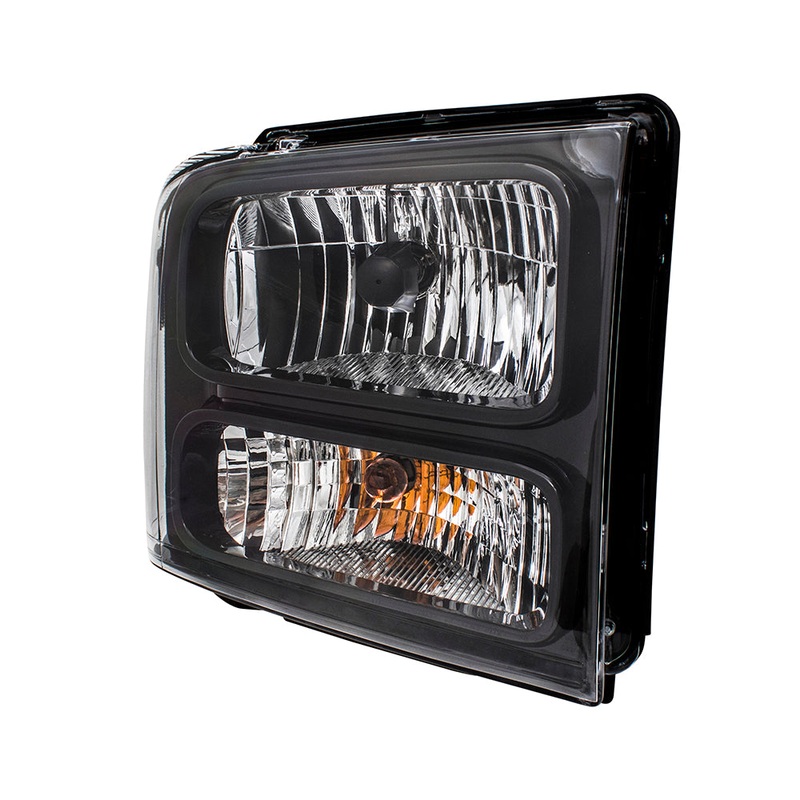 Brock Replacement Passengers Halogen Headlight w/ Black Bezel Compatible with 05-07 Super Duty Pickup Truck Replaces 6C3Z13008CB FO2503224